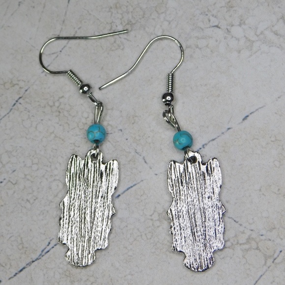 Women's Silver Turquoise Owl Earrings - Picture 4 of 5